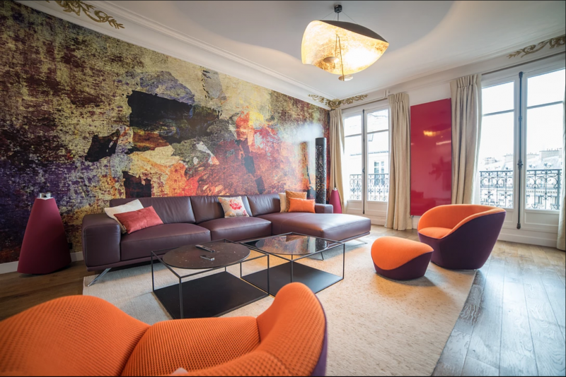 Appartement d'exception "Opéra" Paris  Réalisation de tous les rideaux et fourniture et pose des tringles 